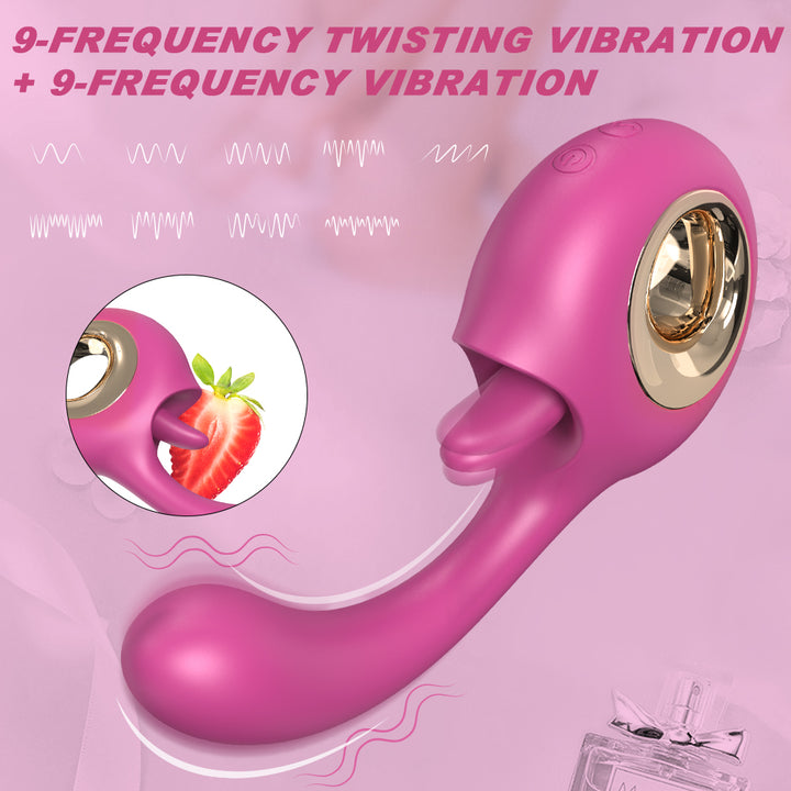YoYoLemon G スポット ディルド バイブレーター、2 in 1 クリトリス舌なめる & 振動ローズ セックス スティミュレーター 女性用、大人の大人のおもちゃ