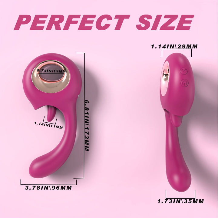 YoYoLemon G スポット ディルド バイブレーター、2 in 1 クリトリス舌なめる & 振動ローズ セックス スティミュレーター 女性用、大人の大人のおもちゃ