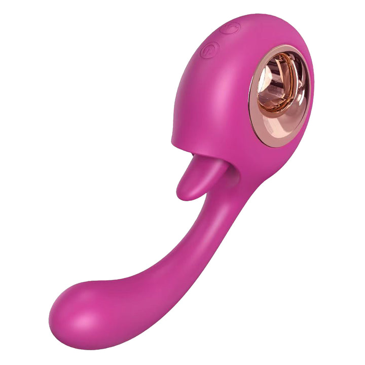YoYoLemon G スポット ディルド バイブレーター、2 in 1 クリトリス舌なめる & 振動ローズ セックス スティミュレーター 女性用、大人の大人のおもちゃ